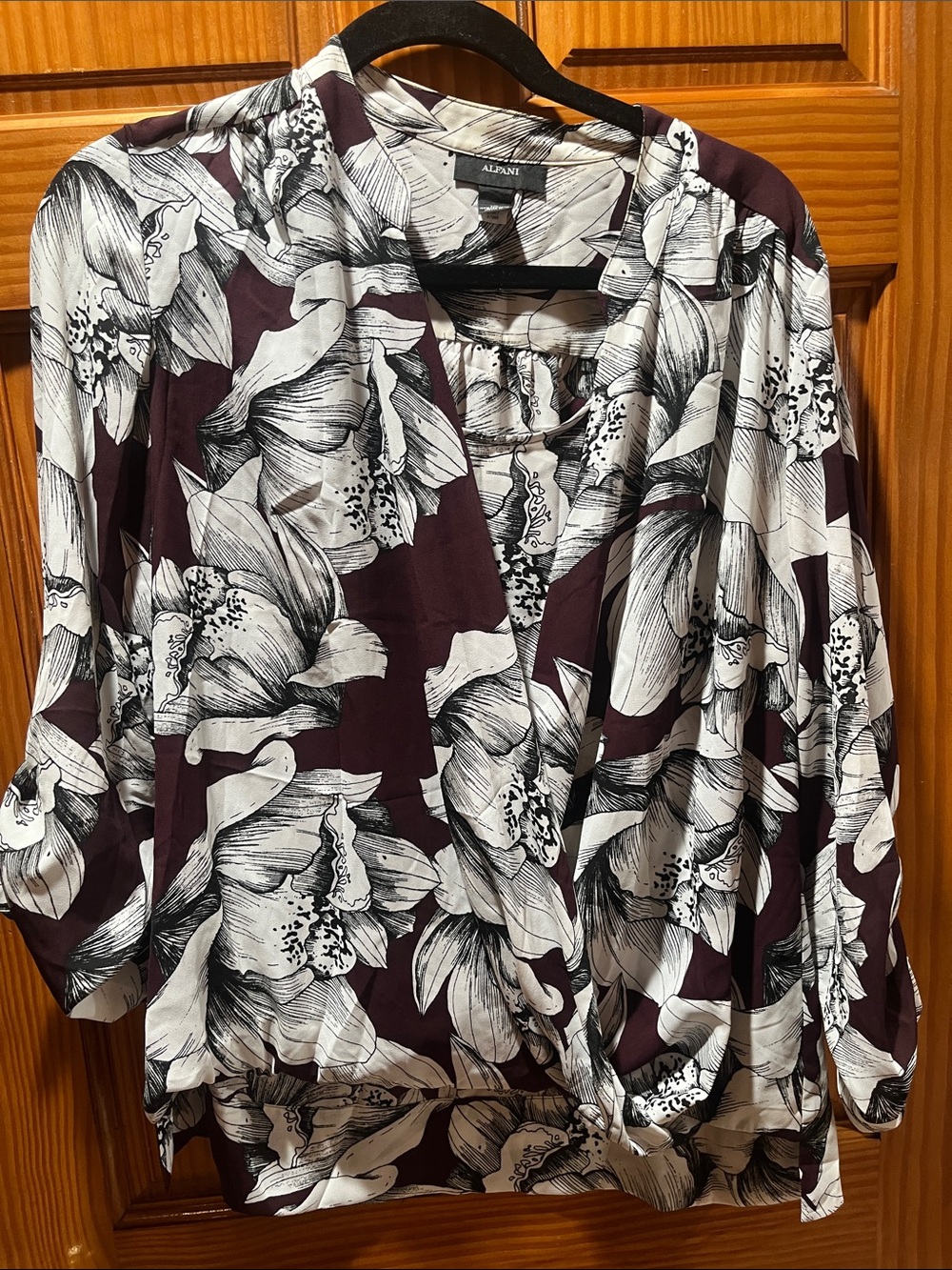 Alfani Women's Plum Floral Print Blouse